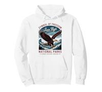 Classic Patriotic American USA Eagle - Retro National Parks Pullover Hoodie