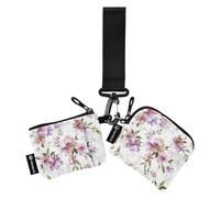 Classic Pattern Flower Women's Card Cases Change Holder Minimalist Change Purse Wallet with Keychain for Women Men 2 Pcs, Classic Pattern Flower white, One Size, Modern