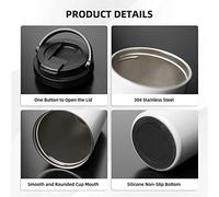 Classic Pattern in Matte Gray Silver Carry Insulated Coffee Mug Stainless Steel Travel Cup Flask for Hot Cold Water