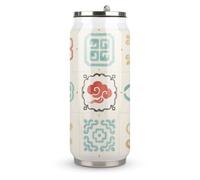 Classic Patterns Printed Stainless Steel Thermos Cup with Lid and Straw Suitable for Use in The Car Traveling Fitness Outdoor Activities Cafes Offices Home Use Etc