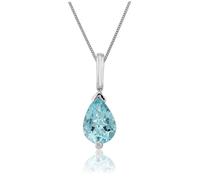 Classic Pear Aquamarine Pendant in 9ct White Gold