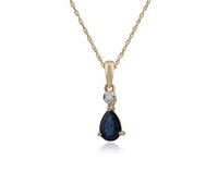 Classic Pear Sapphire & Diamond Pendant in 9ct Yellow Gold