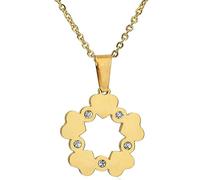 Classic Permanent Gold Color Stainless steel flower CZ Pendant Necklace