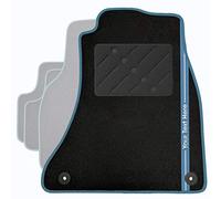 Classic Personalised Car Mats + Atoll Blue Trim + Custom Text Stripe (2166)