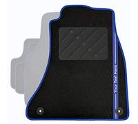 Classic Personalised Car Mats + Baltic Blue Trim + Custom Text Stripe (AUTO) (1167)