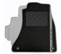 Classic Personalised Car Mats + Chrome Trim + Custom Text Stripe (2233)
