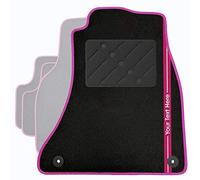 Classic Personalised Car Mats + Pink Trim + Custom Text Stripe (1412)