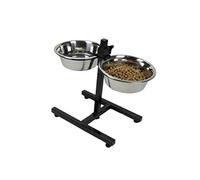 Classic Pet Products Adjustable Double Feeder High Stand with 2 x 1700 ml Stainless Steel Dishes