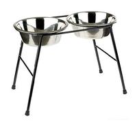 Classic Pet Products Dog High Stand Double Feeder 2 x 2500ml Dish, Silver