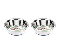 Classic Pet Products Non-Slip Stainless Steel Dish (2500 ml - 250 mm, 9.75 Inch Diameter Dog Bowl), Silver (Pack of 2)