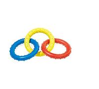 CLASSIC PETBLIS Triple Ring Rubber Tug 19cm 7.5 inches, 100 g, Primary