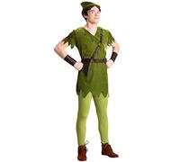 Classic Peter Pan Costume for Adults Velvet Tunic, Leggings, Hat, Belt & Cuffs - Neverland