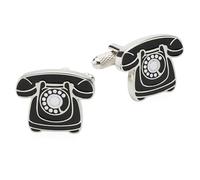 Classic Phone Cufflinks - Onyx Art CK663 Vintage Rotary Telephone Cuff Links in Premier Life Packaging