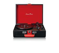 Classic Phono by Lenco TT-110 Turntable | Retro Suitcase Record Player With Bluetooth Reception and Built in Speakers | Black and Red