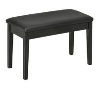 HOMCOM Classic Piano Bench Stool, PU Leather Padded Keyboard Stool with Rubber Wood Legs and Music Storage Compartment, Black
