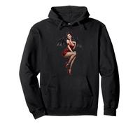 Classic Pin Up Devil Girl In Dress Bat Wings Art Pullover Hoodie