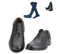 Classic Piper Ghillie Brogue with Lovat Blue Kilt Hose Socks - 100% Leather, Scottish Design - Shock-Absorbing Sole, Traditional Highland Wear - (UK 10.5)