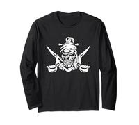 Classic Pirate Skull with Crossed Swords and Anchor Design Long Sleeve T-Shirt