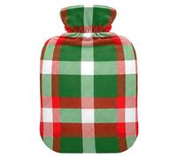 Classic Plaid Red Hot Water Bottle with Soft Cover Hot Water Bag for Menstrual Cramps