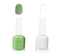 Classic Plain Nail Polishes, Pack of 2, Opaque White Nail Polish, Green Nail Polish, Quick-Drying, Long-Lasting Nail Polish, No UV Lamp for Beginners, Women, DIY Nail Art (Green + White 7 ml)