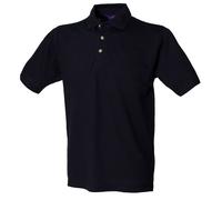 Classic Plain Polo Shirt With Stand Up Collar Henbury Navy XXL
