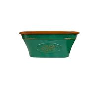 Classic Plastic Planter Trough for Gardening - Flowers Pot with Glossy Finish Weatherproof Plant Pot with Drainage Holes - Gardens, Balconies & Windowsills (Olive Trough 38cm - Dark Green, Pack 1)