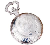 Classic Pocket Watch - Hammer Sickle Icon Vintage Clock Arabic Numerals, Hammer & Sickle Pocket Watch, Pentagram Wheat Portable Clock With Chain, Antique Alloy Case, Mineral Glass, Vintage Collectible