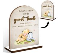 Classic Pooh 3D Guest Book Sign, Wooden Guestbook Sign for Baby Shower, Winnie Wedding Guest Book Sign with Stand, Please Sign Our Guest Book Sign, Perfect for Baby Shower Ceremony and Reception
