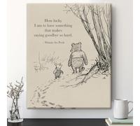 Classic Pooh Bear Wall Art Decor Retro How Lucky Am I Quotes Sayings Canvas Painting Pictures Framed Print Sign Artwork Ready to Hang 8x10 Inches