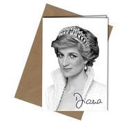 CLASSIC PRINCESS DIANA POSE WITH SIGNATURE - A5 GREETING CARD