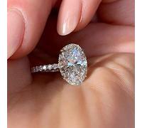 Classic Promise Ring 925 Sterling Silver Oval Cut 925 Sterling Silver Oval Cut 3 Carat Cubic Zirconia Ring AAAAA Cubic Zirconia Promise Engagement Wedding Rings Size 6 Size 6, US Code 6, A