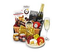 Classic Prosecco Gift Set - Downton Sparkling Wine Hamper with Mature Cheddar, Organic Brie, Shortbread, Chocolates - Birthday Prosecco Gifts for Her, from Regency Hampers