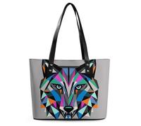 Classic PU Leather Tote Bag for Women, Large Capacity Lightweight Handbag with Zipper, Coyote, Wolf Beast Shoulder Bag for Travel, Work & Shopping