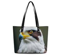 Classic PU Leather Tote Bag for Women, Large Capacity Lightweight Handbag with Zipper, Spear Falcon, White Eagle Shoulder Bag for Travel, Work & Shopping