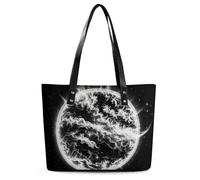 Classic PU Leather Tote Bag for Women, Large Capacity Lightweight Handbag with Zipper, The Mysterious Burning of The Sun Shoulder Bag for Travel, Work & Shopping