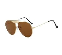 Classic Punk Sunglasses Women for Men Luxury Sun Glasses Popular Vintage Big Frame Metal Driving Shades Uv400(Gold Tea)