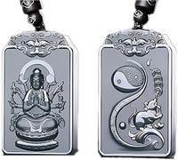 Classic Pure Natural gem 12 Zodiac Amitabha Buddha Avalokitesvara Kwan-Yin Guan Yin Men or Women Necklace Double sided carving(Rat-Intelligent)