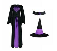Classic Purple Witch Fancy Dress Costume & Hat Accessory