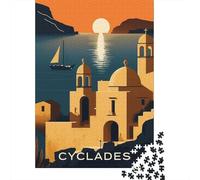 Classic Puzzle, 1000 Pieces, Cyclades in Sunset, 52x38cm/1000pcs