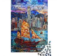 Classic Puzzle, 1000 Pieces, Hong Kong Harbor Sunset, 38x26cm/1000pcs