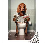 Classic Puzzle, 1000 Pieces, Irish Setter on The Toilet, 70x50cm/1000pcs