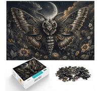 Classic Puzzle, 1000 Pieces, Mystical Death's Head Moth Gothic Wall Art ｜ Celestial Black And White Occult Po, 1000pcs (52x38cm)