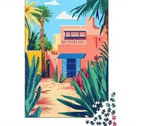 Classic Puzzle, 1000 Pieces, North African Village Afternoon Minimalist Art, 70x50cm/1000pcs