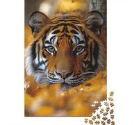 Classic Puzzle, 1000 Pieces, Tiger Face in Autumn Leaves, 70x50cm/1000pcs | For adults who enjoy jigsaws: Adult jigsaw puzzle with 1000 pieces offers a calm pastime at home.