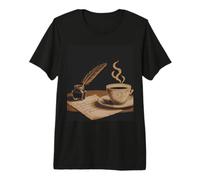 Classic Quill Pen Inkwell Coffee Writing Scene Premium T-Shirt