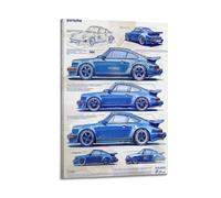 Classic Racing Car Poster 930 911 Turbo RSR Blue Sports Car Artwork Decorative Painting Canvas Modern Art Picture 08x12inch(20x30cm)
