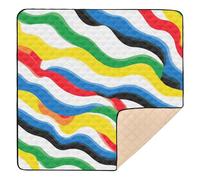 Classic Rainbow Wave Pattern Cute Foldable Baby Play Mat for Floor Comfortable Activity Entertainment Mat for Baby Toddler Infant, 50'' x 50''