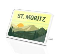 Classic Rectangle Magnet with Stand - St Moritz Switzerland Mountains Travel - Fridge Locker Office Whiteboard Toolbox #58904