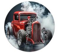 Classic Red Car Jigsaw Puzzle for Adults 1000 Piece Jigsaw Puzzle Smoke Wheel Puzzle Game for Family Relaxation Decor 1000pcs (67.5x67.5cm)