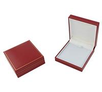 Classic Red Leatherette Gold Trim Box Collection Necklace Bracelet Earring Watch Ring Presentation Retail Jewellery Storage (24, Universal Pendant Box)
